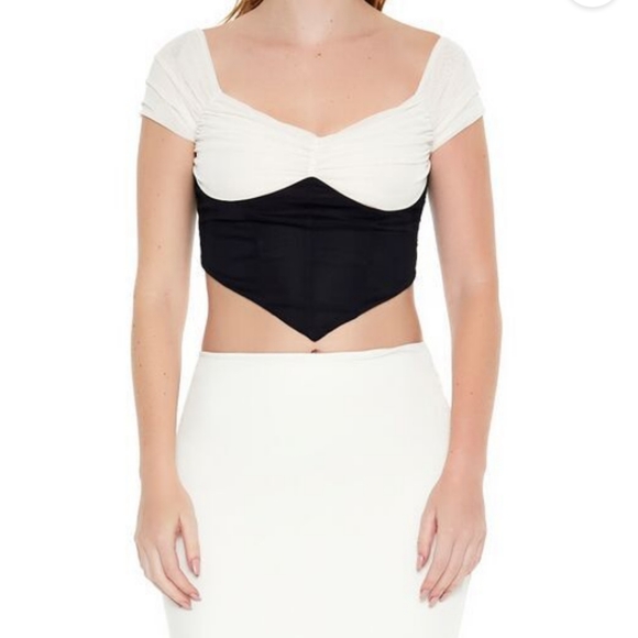 Colorblock Mesh Crop Top, Sz Small - Picture 2 of 6